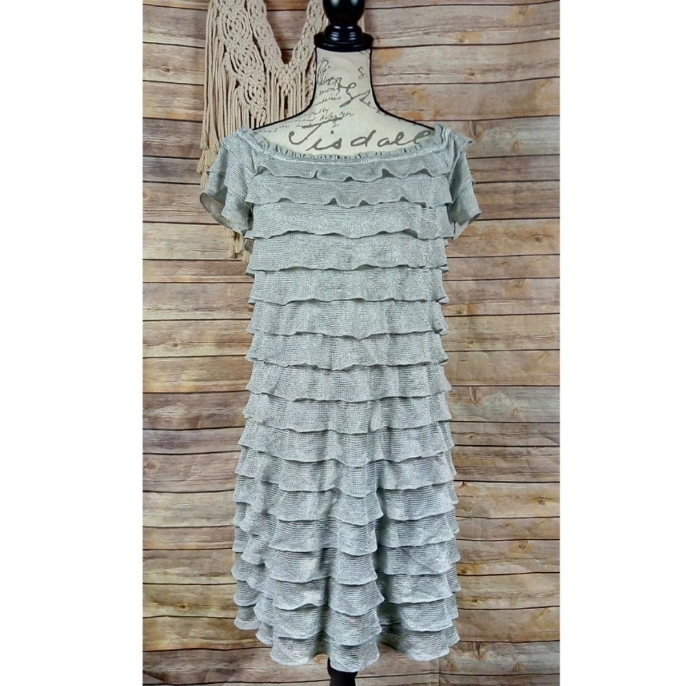 Foxiedox | Metallic Ruffle Off-The-Shoulder Dress